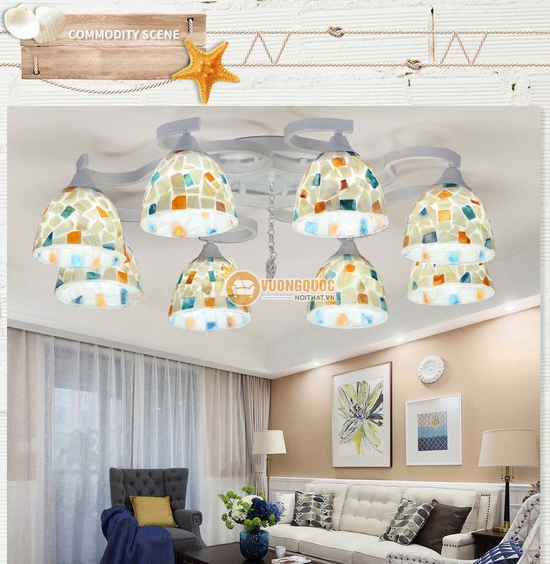 Đèn ốp trần trang trí tông trắng sang trọng YB424-1